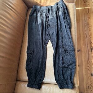 Johnny Was embroidered cargo pants texture black designer luxe